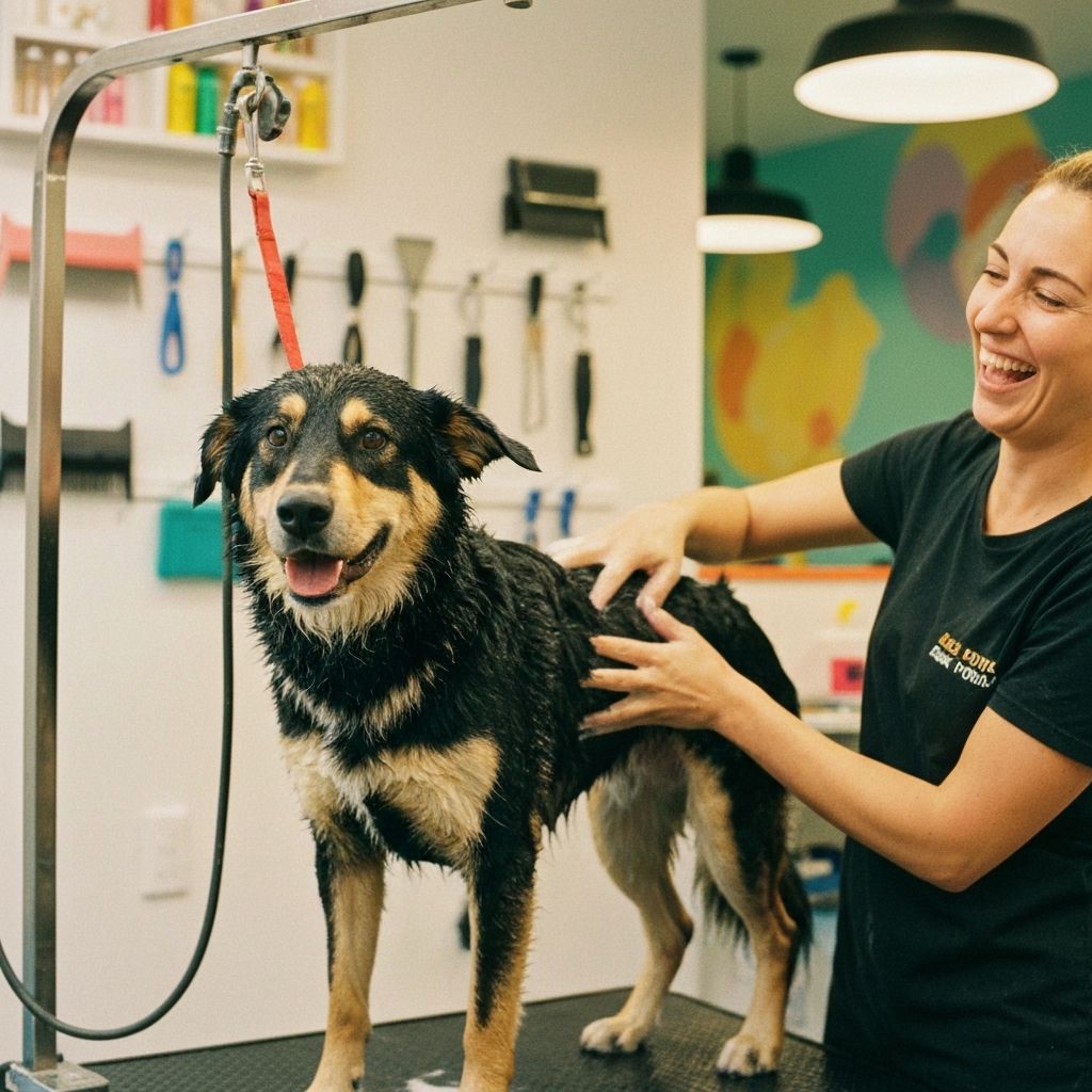 Dog bathing service at Guru Kripa Dog Salon
